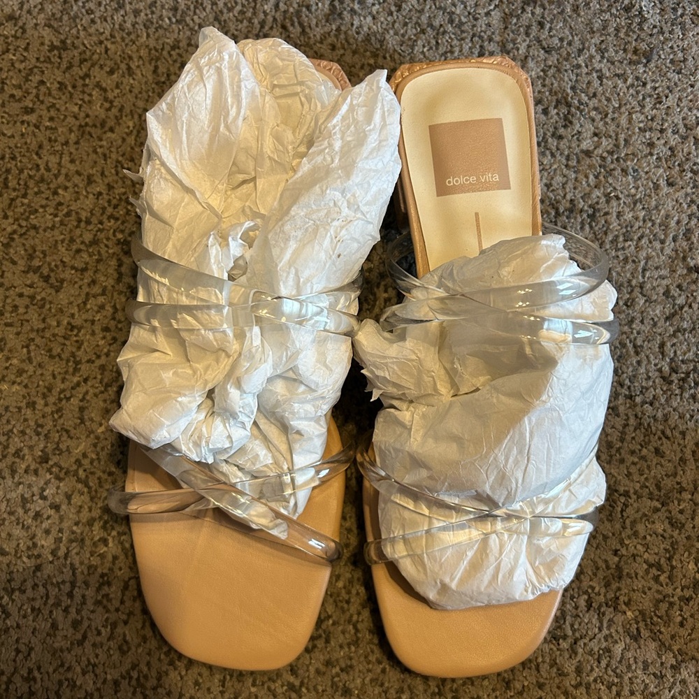 Dolce Vita Patsi clear criss cross strap flat sandals NWOT - Picture 6 of 7